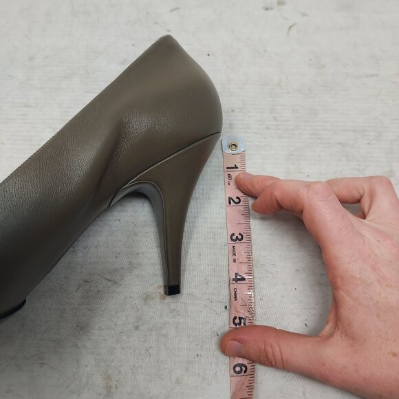 PHOEBE PHILO Nappa Green Olive Square Toe Pump Heel Shoe - Picture 11 of 12